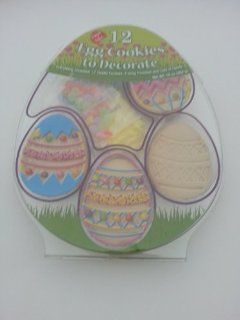 Cookie Easter Egg Decorating Kit   Contains 12 Egg Shaped Cookies Grocery & Gourmet Food