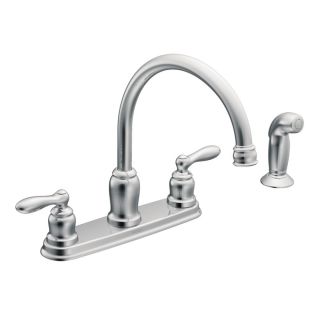 Moen Caldwell Chrome 2 Handle High Arc Kitchen Faucet with Side Spray
