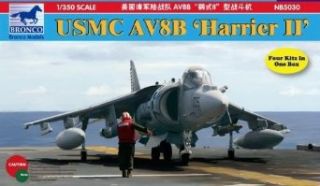 Bronco Models USMC AV 8B "Harrier II" Plastic Model (Contains 4 kits), Scale 1/350 Toys & Games