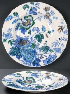 Masons Belvedere Blue/Multicolor Large Rim Soup Bowl, Fine China Dinnerware   B