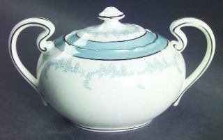 John Aynsley Kenmore (Scalloped) Sugar Bowl & Lid, Fine China Dinnerware   Blue