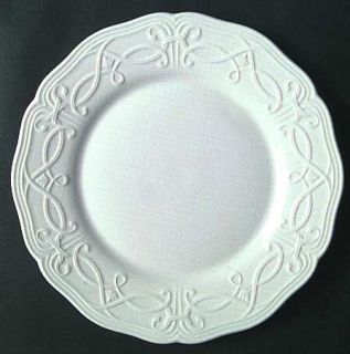 Wedgwood Traditions Dinner Plate, Fine China Dinnerware   All White, Embossed Ri