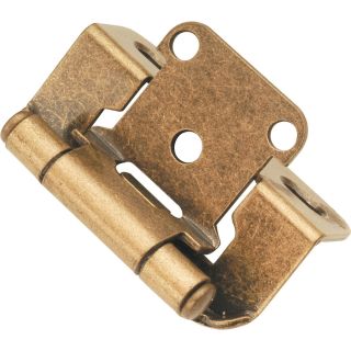 Hickory Hardware 2 Pack 1 1/2 x 1 1/2 Antique Brass Concealed Self Closing Cabinet Hinges