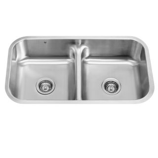 VIGO 18 Gauge Double Basin Undermount Stainless Steel Kitchen Sink