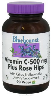 Bluebonnet Nutrition   Vitamin C 500 Plus Rose Hips With Citrus Bioflavonoids 500 mg.   90 Vegetarian Capsules
