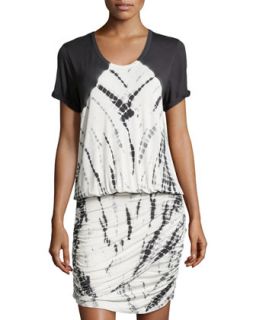 Tie Dye Ruched Skirt Dress, Charcoal Jungle