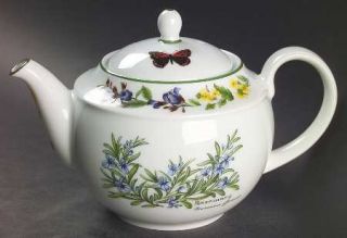 Royal Worcester Worcester Herbs Green Trim Mini Teapot & Lid, Fine China Dinnerw