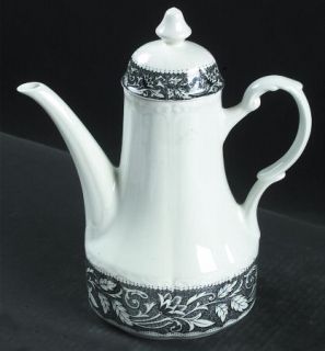 J & G Meakin Renaissance Black/White Coffee Pot & Lid, Fine China Dinnerware   B