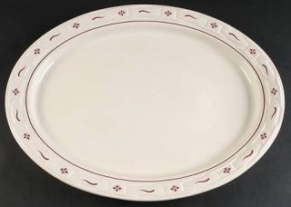 Longaberger Woven Traditions Traditional Red 19 Oval Serving Platter, Fine Chin