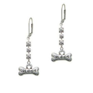 Cat did It and Paw Prints with AB Crystal Madison Leverback Earrings Delight Jewelry