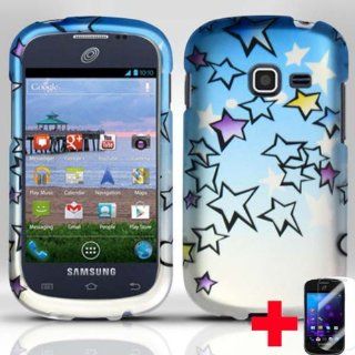 Samsung Galaxy Discover S730g Galaxy Centura S738cSKY STARS DESIGN RUBBERIZED HARD PLASTIC 2 PIECE SNAP ON CELL PHONE CASE + SCREEN PROTECTOR, FROM [TRIPLE8ACCESSORIES] Cell Phones & Accessories