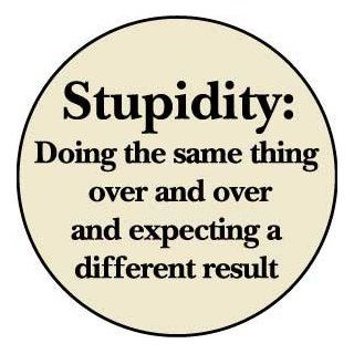 STUPIDITY  Doing the Same Thing Over and Over and Expecting a Different Result PINBACK BUTTON 1.25" Pin / Badge 