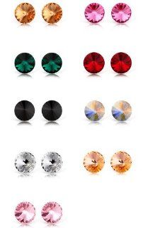 Swarovski Element Crystal Stud Earrings with 9 different Colors (see picture) Value Set Jewelry