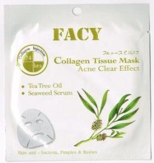 Facy Collagen Tissue Mask Acne Clear Effect with Tea Tree Oil and Seaweed Serum Beauty