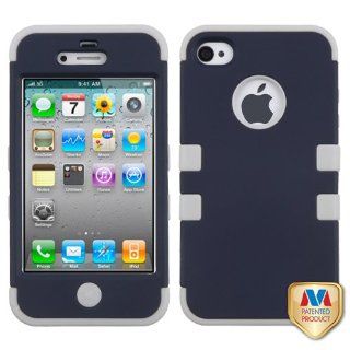 Fits Apple iPhone 4 4S Hard Plastic Snap on Cover Rubberized Sapphire Blue/Grey TUFF Hybrid AT&T, Verizon (does NOT fit Apple iPhone or iPhone 3G/3GS or iPhone 5) Cell Phones & Accessories
