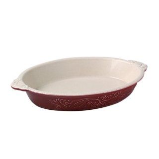 Pfaltzgraff Weir in Your Kitchen 9 by 11 Inch Oval Bake and Serve Ceramic Dish, Cayenne Kitchen & Dining