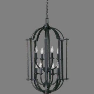 Quorum 6746 8 95 Parsons   Eight Light Chandelier, Old World Finish with Iced Etruscan Glass   Ceiling Pendant Fixtures  