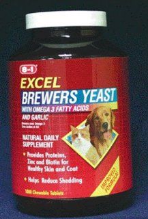 Eight In One Products K778 Excel Brewers Yeast with Omega 3 Fatty Acids and Garlic 1000 tabs for Dogs and Cats  Pet Fish Oil Nutritional Supplements 