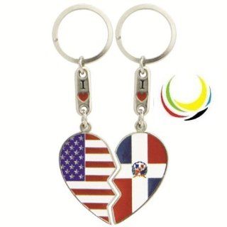 Keychain USA & DOMINICAN REPUBLIC HEART 