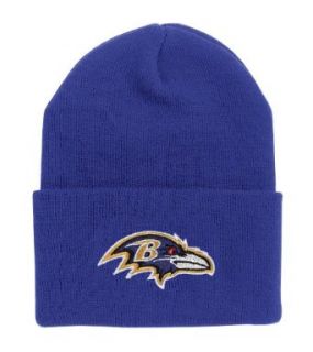 NFL End Zone Cuffed Knit Hat   K010Z, Baltimore Ravens, One Size Fits All  Baseball Caps  Clothing