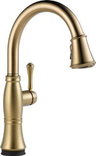Delta Faucet 9197T CZ DST Cassidy, Single Handle Pull Down Kitchen Faucet with Touch2O Technology, Champagne Bronze   Touch On Kitchen Sink Faucets  