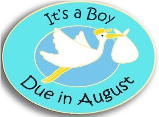 Stork Pin   "It's A Boy Due in August" Baby
