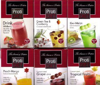 Protidiet Drink Concentrate Juice Variety Package Peach/Mango, Wildberry, Grape, Kiwi/Melon, Green Tea/Cranberry, and Tropical Fruits (42 Pouches in Total) Health & Personal Care