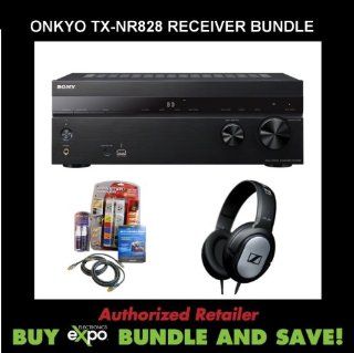 Onkyo TX NR828 7.2 Channel Wireless Network A/V Receiver, Plus Monster Dual HDMI Performance Kit and Sennheiser Stereo Headphones Electronics