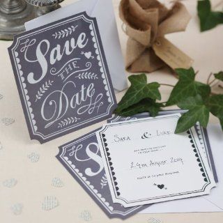 Ginger Ray Vintage Chalk Effect Save The Date Cards For A Wedding Or Party X 10 wth Enve Party Invitations 