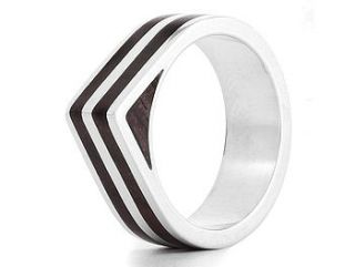 'dual edge' silver and wood ring by shiruba tree