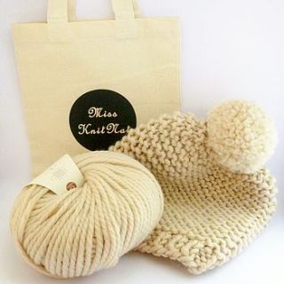 knitting kit pom pom hat by miss knit nat