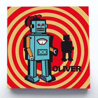 personalised retro robot canvas by manimoo