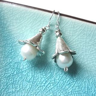 english garden bluebell and pearl earrings by jo and jack jewellery