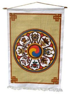 Tibetan Buddhist Eight Auspicious Symbols Wall Hanging  Tapestries  