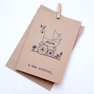'a new arrival' hand illustrated card by the hummingbird card company