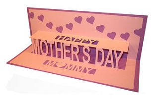happy mother's day personalised pop up card by ruth springer design