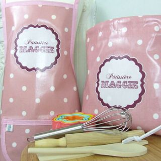 personalised spotty baking set and apron by pinnikity