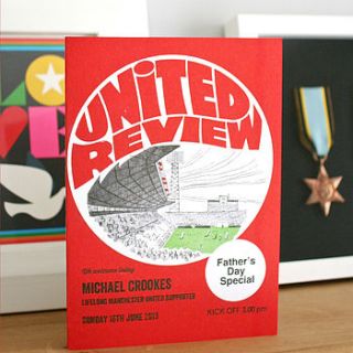 personalised football programme father's day card by the design conspiracy