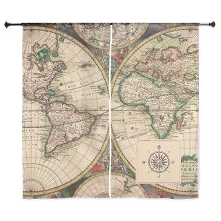 Antique Old World Map Curtains by NoteableHomeGoods