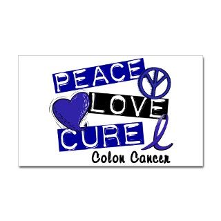 PEACE LOVE CURE Colon Cancer Rectangle Decal by awarenessgifts