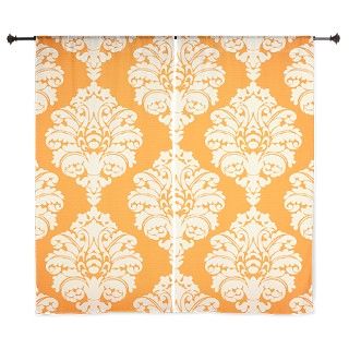 Orange and White Hawaiian Damask Curtains by OnlineGiftStore