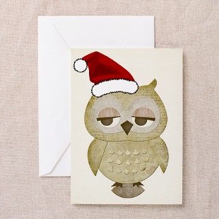 Santa Owl Greeting Card by eclecticgreetings