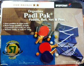 Sportcraft Organizer Table Tennis Ping Pong Paddle Pak 4 Paddles, Eight Balls, Mountable Paddle and Ball rack, with Net and Posts 1119009  Table Tennis Sets  Sports & Outdoors