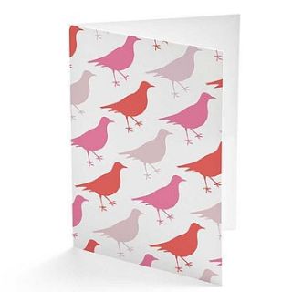 pink birds greetings card by cherith harrison