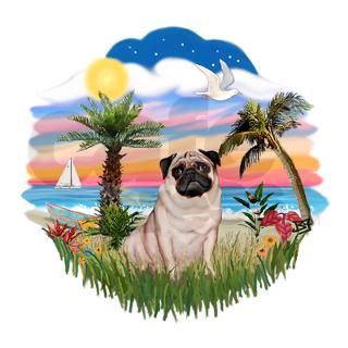 Palms   Fawn Pug 17.png Square Sticker 3 x 3 by ArtisticDogGifts