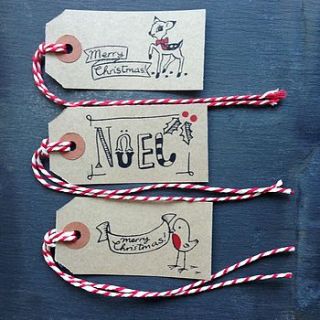 six handprinted christmas gift tags by have a gander