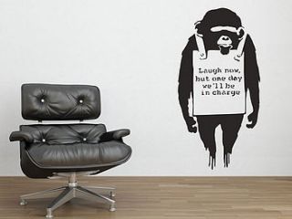 banksy monkey sign wall stickers by the binary box