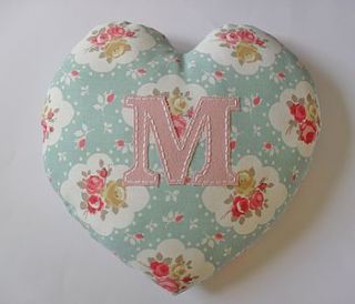 personalised handmade flower heart cushion by cotton fairies