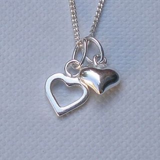 double heart pendant necklace by lullaby blue
