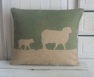 ' country sheep ' hessian cushion by rustic country crafts